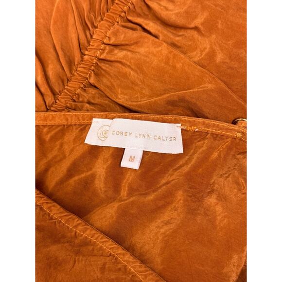 Anthropologie Jumpsuit Medium Womens Corey Lynn Calter Orange Cupro Wide Leg - Picture 8 of 9